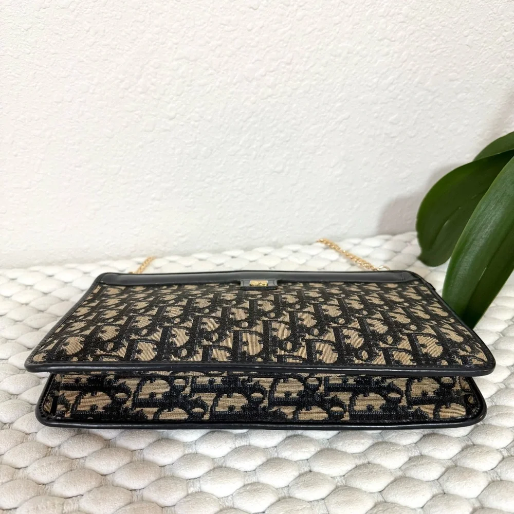 CHRISTIAN DIOR Crossbody Bag Clutch Trotter Canvas Navy Blue - Picture 5 of 12